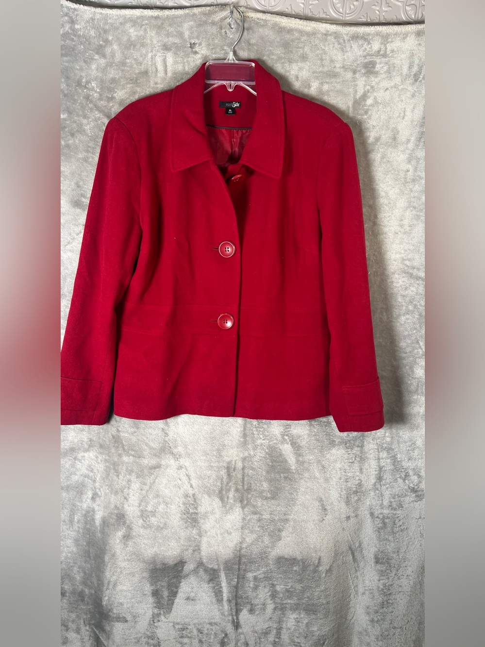 East 5th Red Button-Front Pea Coat